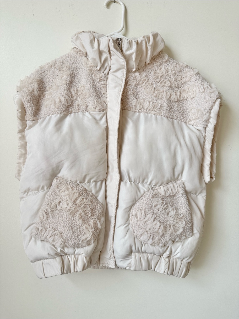 RACHEL Rachel Roy appliqué boxy Sherpa puffer vest oversized